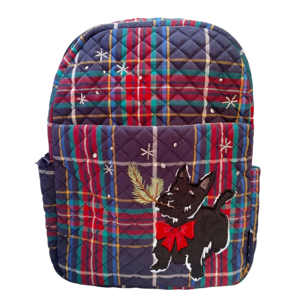 Vera Bradley Navy Blue Red Plaid Quilted Small Backpack NWT $95